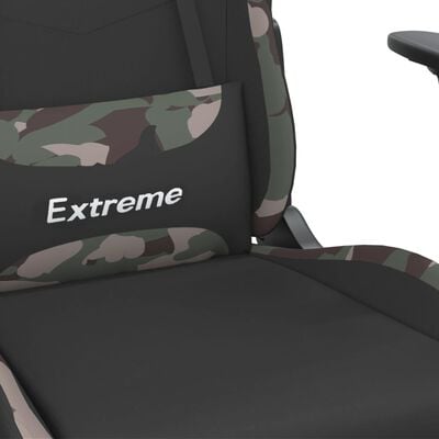 vidaXL Гейминг стол с опора за крака черно и камуфлаж плат