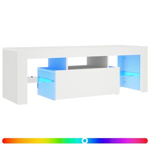 vidaXL ТВ шкаф с LED осветление, бял, 120x35x40 см