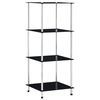 vidaXL Етажерка с 4 рафта, черна, 40x40x100 см, закалено стъкло