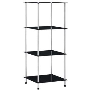 vidaXL Етажерка с 4 рафта, черна, 40x40x100 см, закалено стъкло