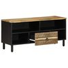 vidaXL ТВ шкаф, черен, 100x33,5x46 см, грубо мангово дърво масив