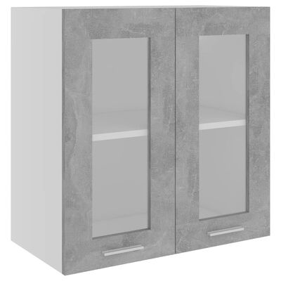 vidaXL Висящ стъклен шкаф, бетонно сив, 60x31x60 см, ПДЧ