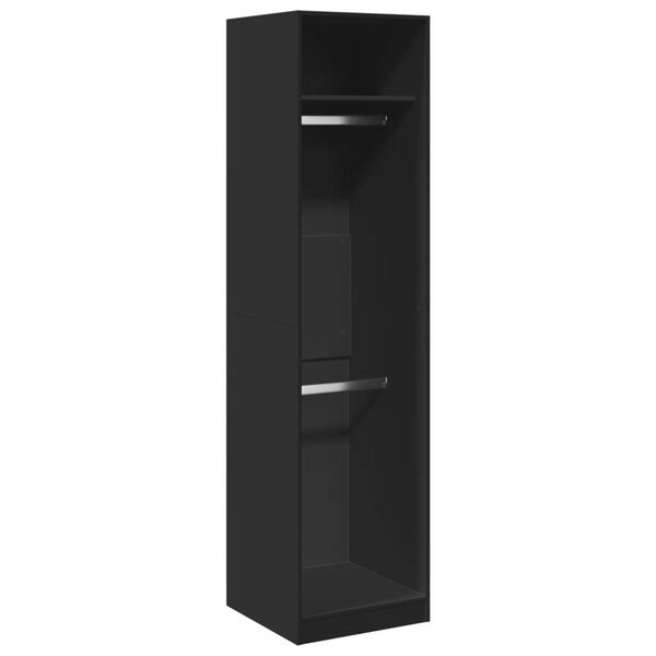 vidaXL Гардероб, черен, 50x50x200 см, инженерно дърво