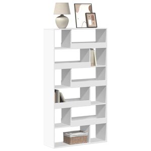 vidaXL Етажерка за книги, бяла, 100x33x187,5 см, инженерно дърво