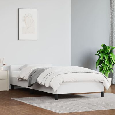 vidaXL Рамка за легло с табла, бяла, 80x200 см, изкуствена кожа