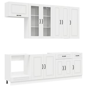 vidaXL Кухненски единица KALMAR 8 бр. Бял гланц Инженерна дървесина