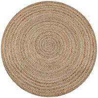 vidaXL Плетен килим от юта, 120 см, кръгъл