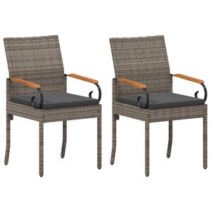 vidaXL Градински столове 2 pcs Сив и тъмен сив Полиратан и акация