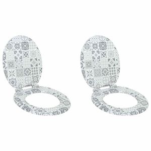 vidaXL Тоалетни седалки с плавно затваряне, 2 бр, МДФ, дизайн порцелан