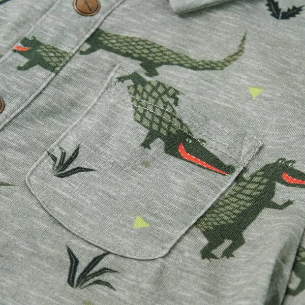 Детска риза, светло каки меланж, 92