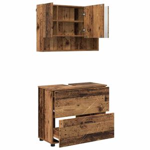 vidaXL Комплект мебели за баня 2 бр. Старо дърво 76,5 x 35 x 64 см