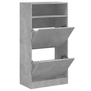 vidaXL Шкаф за обувки, бетонно сив, 60x34x116 см, инженерно дърво