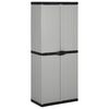 vidaXL Градински шкаф за съхранение с 3 рафта сиво-черен 68x40x168 см