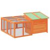 vidaXL Клетка за зайци кафява 144x123x67,5 см борово дърво масив
