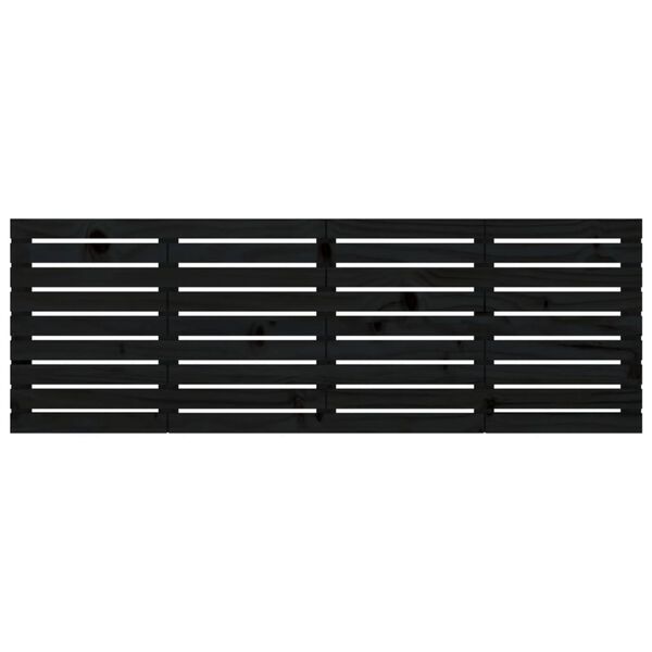 vidaXL Стенна табла за спалня, черна, 186x3x63 см, борово дърво масив