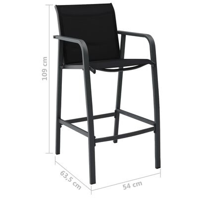 vidaXL Градински бар столове, 4 бр, черни, textilene