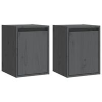vidaXL Стенни шкафове, 2 бр, сиви, 30x30x40 см, бор масив
