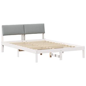 vidaXL Рамка на леглото с таблото Бял и светлосив 160 x 200 cm