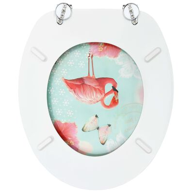 vidaXL WC тоалетна седалка с капак, МДФ, дизайн фламинго