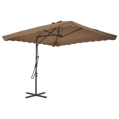 vidaXL Градински чадър със стоманен прът, 250x250 см, таупе