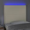 vidaXL LED горна табла за легло, кремава, 100x5x118/128 см
