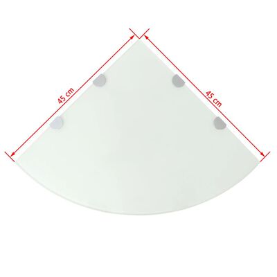 vidaXL Ъглов рафт от бяло стъкло с държачи в цвят хром, 45x45 см