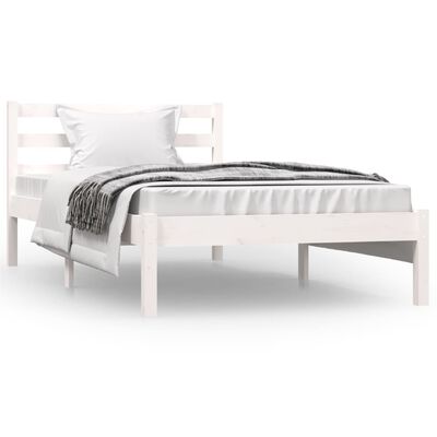vidaXL Рамка за легло, бор масив, 90x190 см, бяла, Single