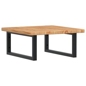 vidaXL Стенен рафт за мивка, стомана и масивно дърво дъб