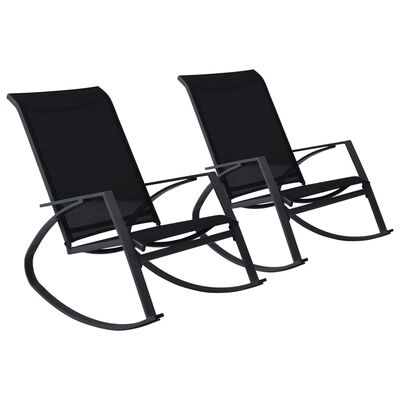 vidaXL Градински люлеещи се столове, 2 бр, textilene, черни