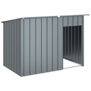 vidaXL Кучешка къща с покрив, антрацит, 153x91x110 см, стомана