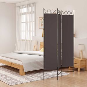 vidaXL Параван за стая, 3 панела, кафяв, 120x200 см, плат
