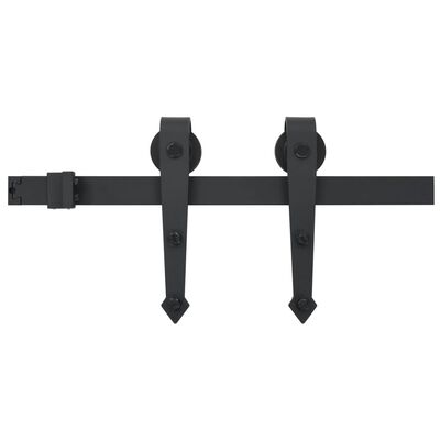 vidaXL Комплект механизъм за плъзгаща врата, 183 см, стомана, черен