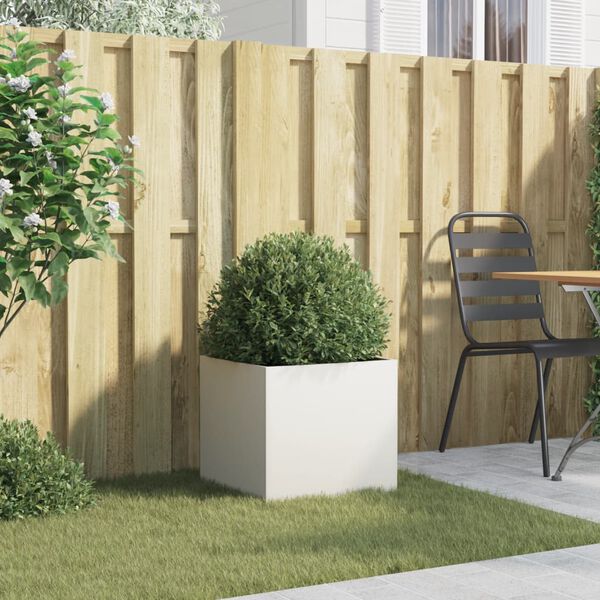 vidaXL Кашпа, бяла, 42x40x39 см, стомана