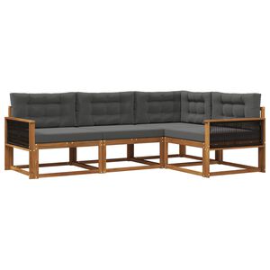 vidaXL Комплект дивани за открито 4 pcs Натурален и Антрацит
