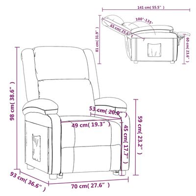 vidaXL Реклайнер стол, светлосив, изкуствена кожа и текстил