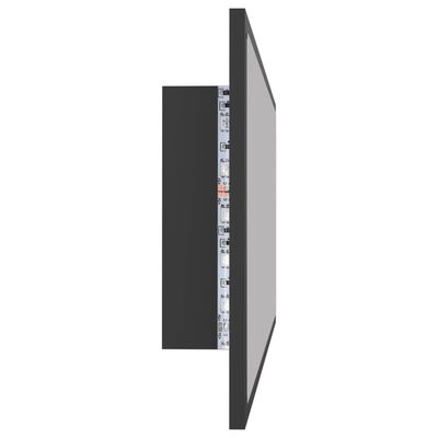 vidaXL LED огледало за баня, сиво, 100x8,5x37 см, акрил