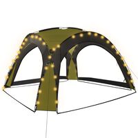vidaXL Парти шатра с LED и 4 стени, 3,6x3,6x2,3 м, зелена