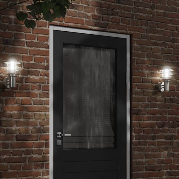 vidaXL Външно стенно осветително тяло, сребрист, неръждаема стомана