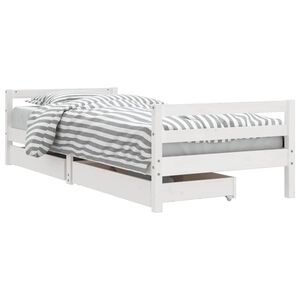 vidaXL Рамка за детско легло с чекмеджета, бяла, 80x200 см, чам масив
