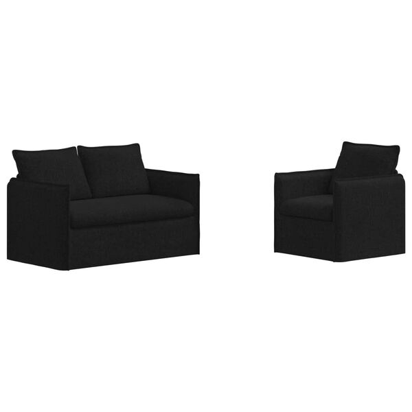 vidaXL Комплект дивани 2 pcs Черно 196 x 82 x 85 см текстил