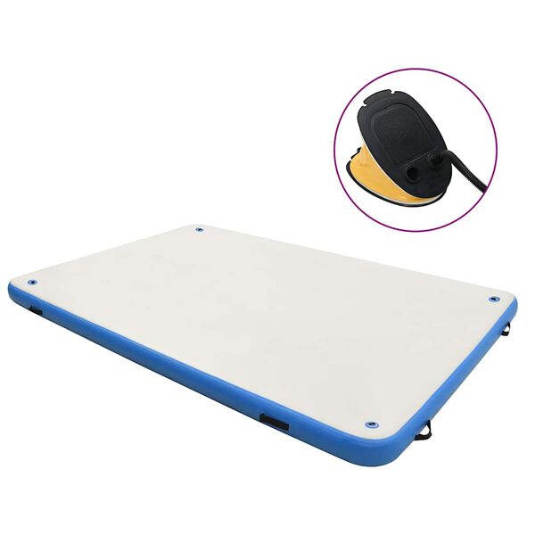 vidaXL Надуваема плаваща платформа, синьо и бяло, 300x300x15 см