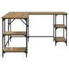 vidaXL Бюро Дъб 139 x 139 x 75 см Инженерно дърво