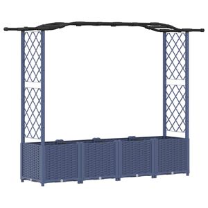 vidaXL Повдигнато легло с решетка и покривка Сиво 204 x 40 x 138 см ПП