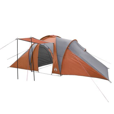 vidaXL Семейна куполна палатка, 6-местна, сиво-оранжева, водоустойчива