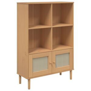 vidaXL Библиотека SENJA ратанова визия кафява 90x35x130 см бор масив