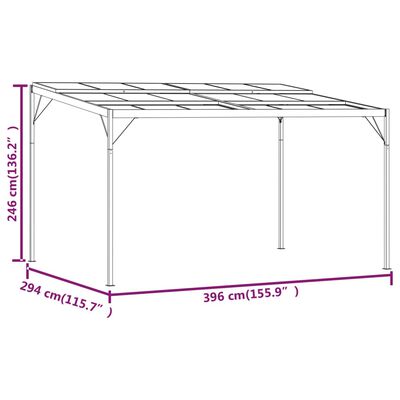 vidaXL Беседка с покрив, антрацит, 4x3x2,5 м, алуминий и стомана