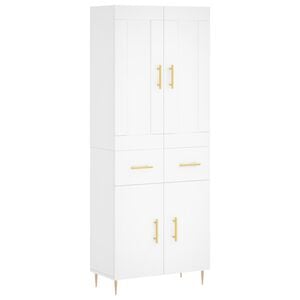 vidaXL Висок шкаф, бял, 69,5x34x180 см, инженерно дърво