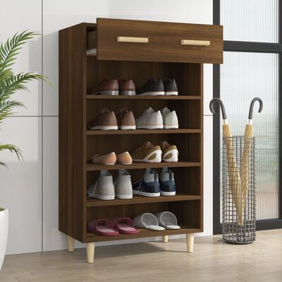 vidaXL Шкаф за обувки, кафяв дъб, 60x35x105 см, инженерно дърво