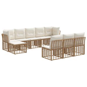 vidaXL Комплект дивани за открито 4 pcs Естествено и кремаво бяло