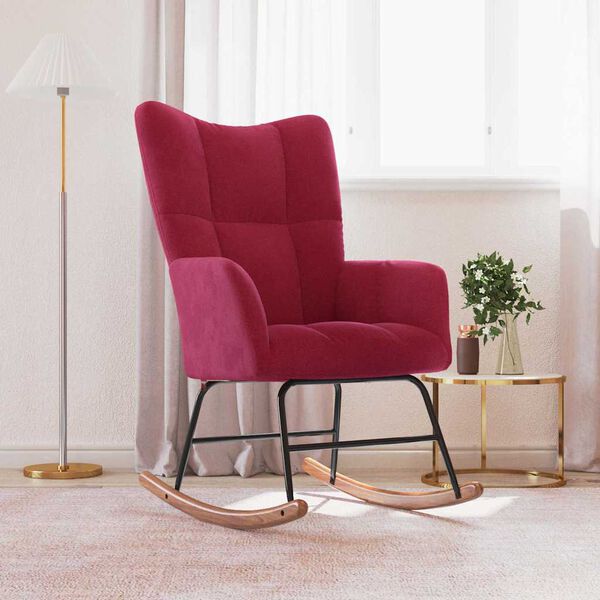 vidaXL Люлеещ стол, виненочервен, кадифе